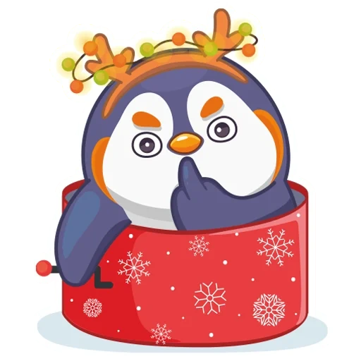 pinguin, mimi penguin, penguin yang ceria, penguin e tahun baru, stiker penguin set yuki