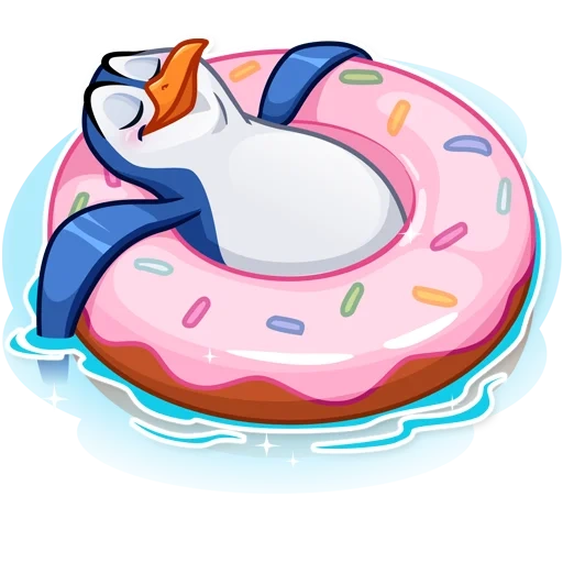 carl, puny, pinguim, círculo de donut, penguin kevin