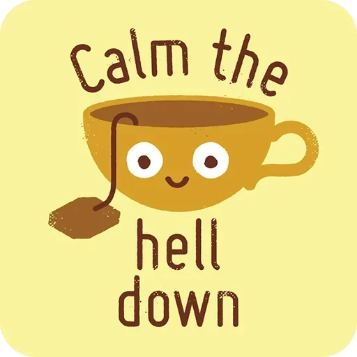 café, taza, cafetería, ilustraciones divertidas, calma el té del infierno
