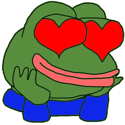 frog pepe with a heart, pepe, emoji with a frog pepa, pepe frog, pepe
