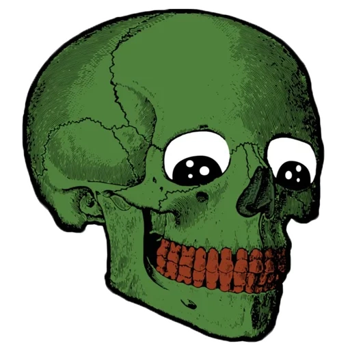 testa zombi, cranio cartone animato verde, cranio, cranio cartone animato, cranio verde