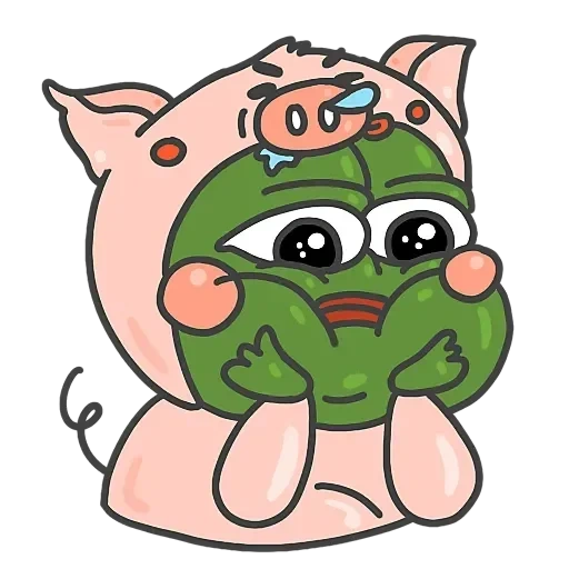vk pepe sticker, piggy meme, neko pepe schwein, frosch aus pipas schwein, anime