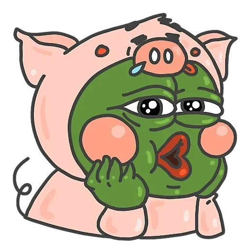 meme piggy, stili vk pepe, anime, maiale da uccelli arrabbiati, maiale male