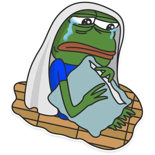 pepe in a blanket, crying frog pepe, telegram sticker, pepe crying, telegram stickers