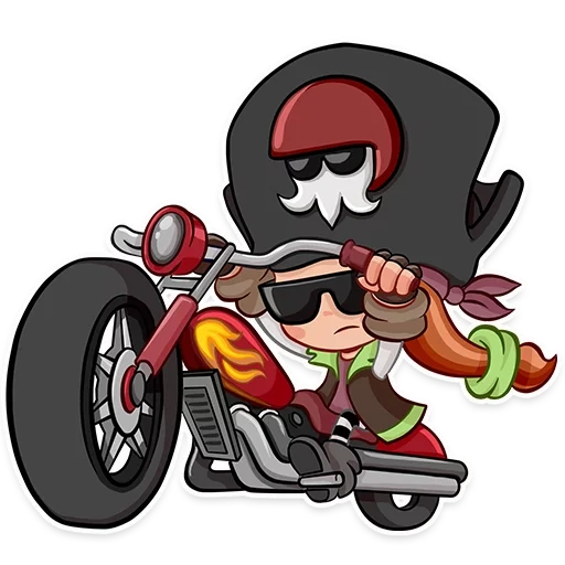 пират, мотоцикл, мотоциклы а, мотоцикл байкера мультяшный