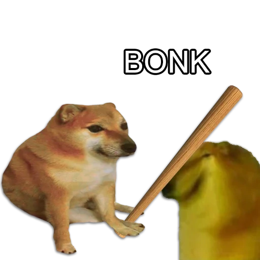 meme dog with a bat, horney bonk, mem dog, animals, doge meme