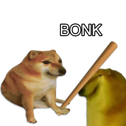 meme dog avec une chauve-souris, horney bonk, mem dog, animaux, doge meme