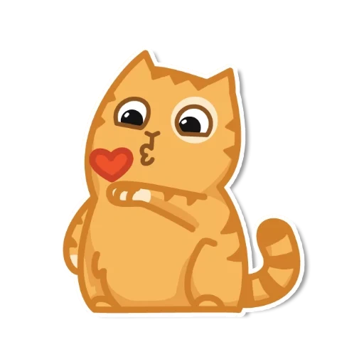 kucing persik, stiker kucing persik, stiker persik, stiker kucing, kucing makan stiker jantung