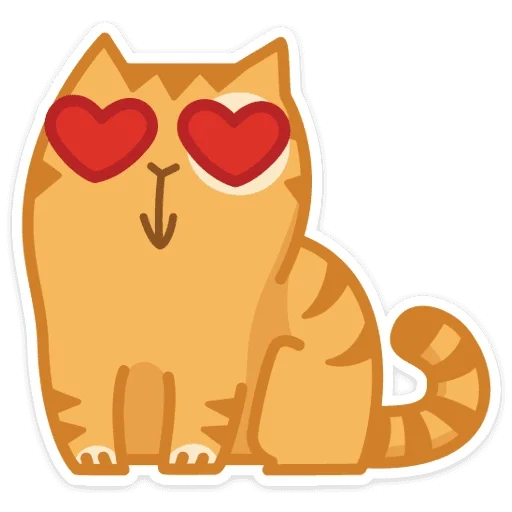 stiker kucing persik, stiker kucing dengan hati, stiker peach, stiker kucing lucu, stiker kucing