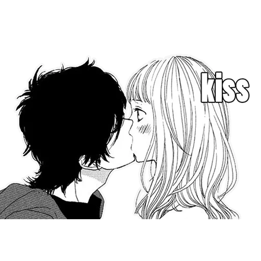 рисунок, манга пары, аниме поцелуй, поцелуй рисунок аниме, аниме парень девушка карандашом