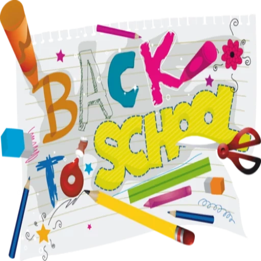 back to school, school painting, school newspaper clippings, school supplies, school elements with transparent background