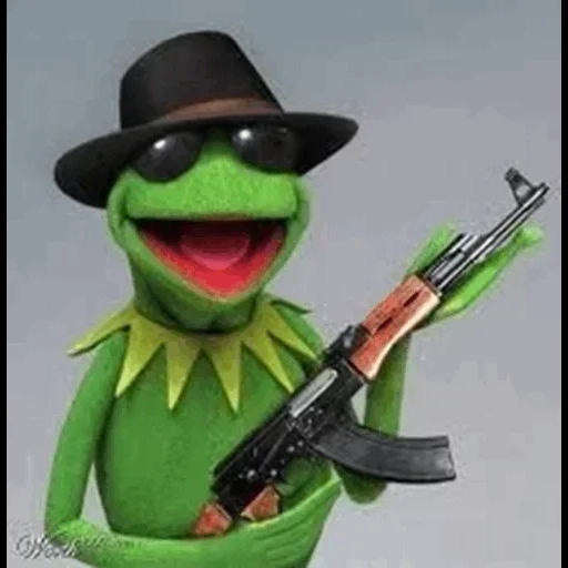 comet the frog, automatic spray gun, komi frog ak47, comet frog terrorist, frog comet machine