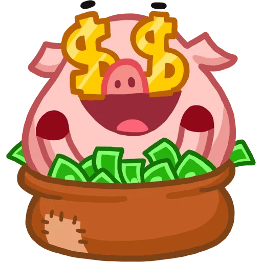 king pig stiker, vk stiker money, babi steak, donat pig, sticker kartun