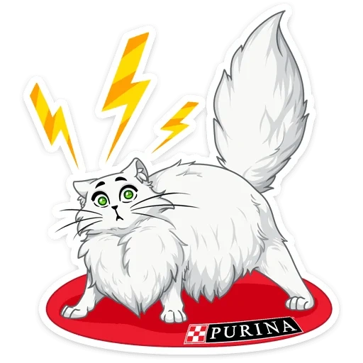 autocollants purina purina petettsy, petts purina stickers, chats blancs voers, angora cat drawing, angora cat