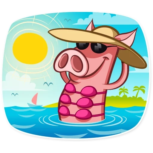 stickers lead petya, system swin, pig, pig, pig in a hat