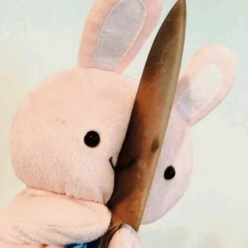 заяц ножом, зайчик ножом, кролик ножом, плюшевый кролик, милый заяц ножом