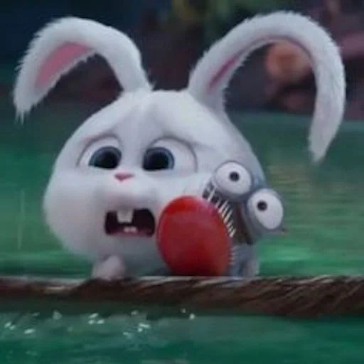 boule de neige de lapin, hare of cartoon secret life, hare of cartoon rabbit snowball, la vie secrète des animaux, lapin la vie secrète des animaux de compagnie sourit