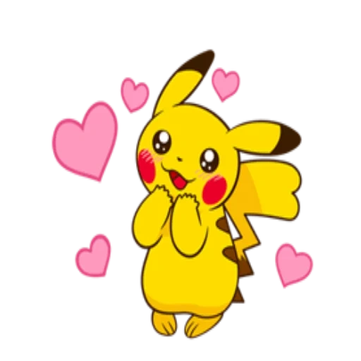 pikachu, hati pikachu, pikachu jatuh cinta, pola pokemon yang lucu