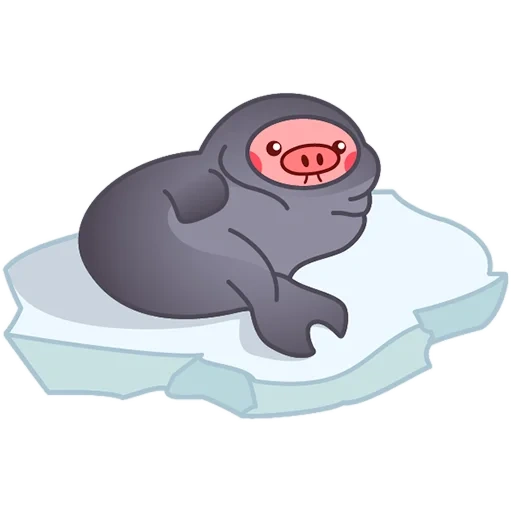 styler pig, grow cartoon, cartoon seal, seal on an ice floe cartoon, stickers for watsap casper