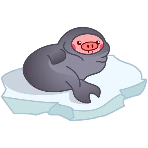 styler pig, croire carton, cartoon seal, seal sur une floe cartoone, autocollants pour watsap casper