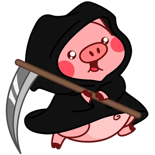 set of stickers, styker pig, piglet, telegram stickers, pig ninja