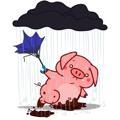 sticker lead, piglet with an umbrella, pig, swine valera stickers, set of stickers