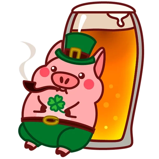 babi stiker, babi dengan gambar bir, babi dengan bir, stiker telegram, stiker stiker