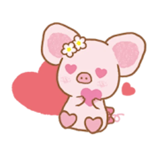 kawaii pig, babi chuan, lukisan kawai yang lucu, lukisan kawai kecil, sketsa babi chuan