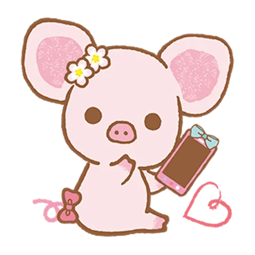 mini pig, kawai animals, cute pig kavai, lovely kavai paintings, sketch of sichuan pig