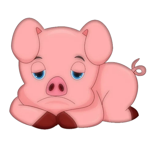 collection, sad pig, vector illustration