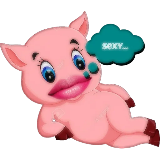 caricatura de cerdo, caricatura de cerdo, cerdo de dibujos animados acostado, lindo cerdo caricatura