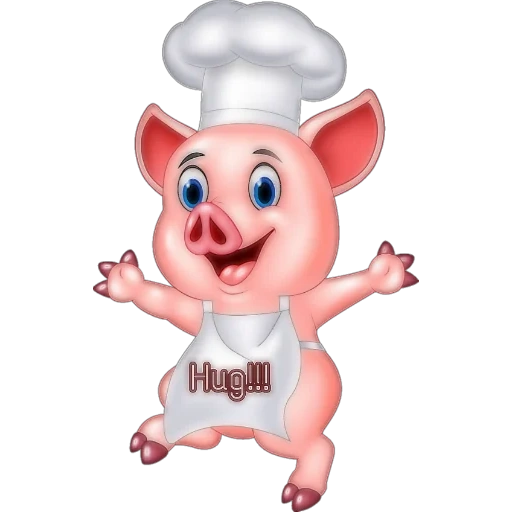 chef de cerdo, chef de cerdo, caricatura de cerdo, sombrero de chef de cerdo