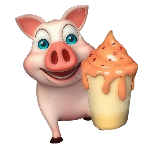 lina piggy, kata babi, es krim babi, karakter kartun babi