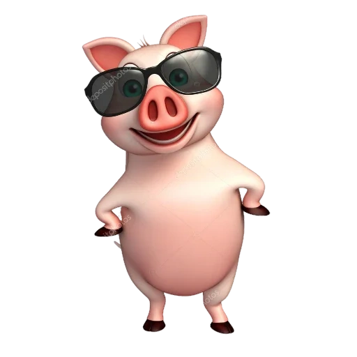 porco, palavra de porco, palavra de porco, cartoon personagem porco, óculos de sol de porco
