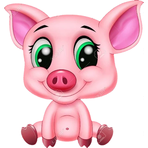 свинья милая, свинья розовая, свинья поросенок, свинья мультяшная, розовая мультяшная свинья