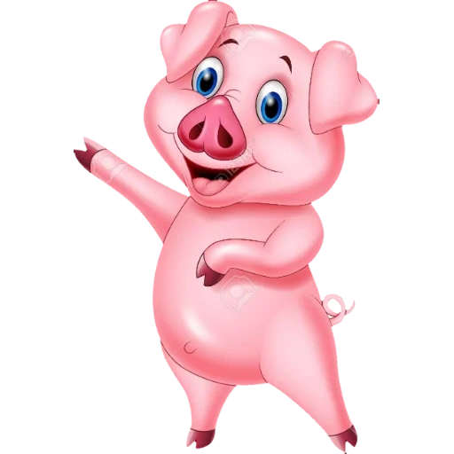 cerdo, cerdo cerdo, caricatura de cerdo, piggy mira hacia afuera