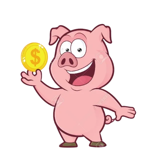 piggy, porcione, il maiale è rosa, il maiale volante del cartone animato, il macellaio con un maialino sta disegnando