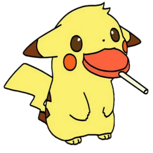 pikachu, picture, pikachu with a candy, pikachu is a cute drawing, dear pikachu with a candy
