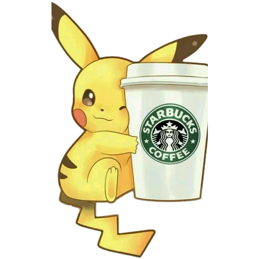 pikachu, caffè pikachu, pikachu coffee art, pikachu starbax, logo di caffè pikachu