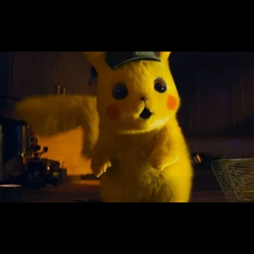 pikachu, surprised by pikachu, detective pikachu, frightened by pikachu, the phrase picacho of the film