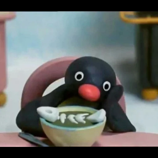 pingu, noot noot, colorful dishes, mixed crying in pinggu sparta, plasticine penguin meme