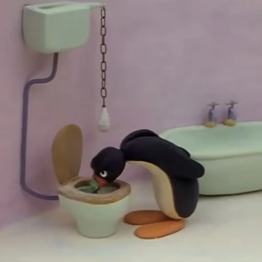 pingu, mème pingu, choses à l'appartement, toilette mem pingouin