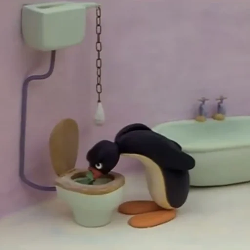 pingu, pingu мем, вещи квартире, мем пингвин унитаз