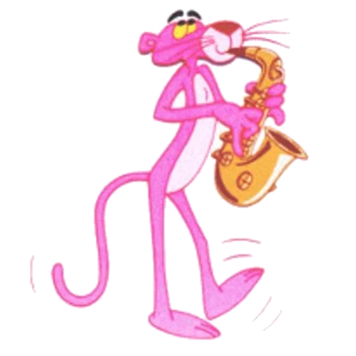 la pantera, pink panther, panther pink, pink panther with a tube, pink panther saxophone