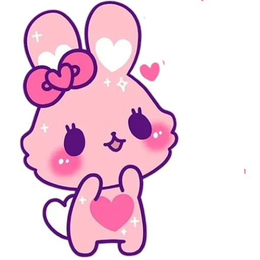 pink stickers with a bunny, pink stickers, cute kawai drawings, cute kawaii drawings, stickers pink bunny