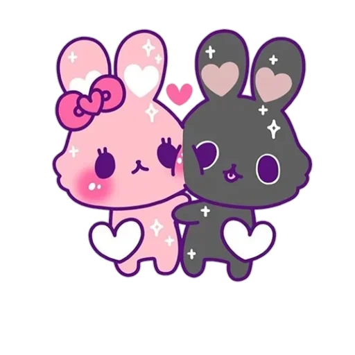 pink stickers, pink stickers with a bunny, cute kawaii drawings, stickers pink bunny, pink bunny