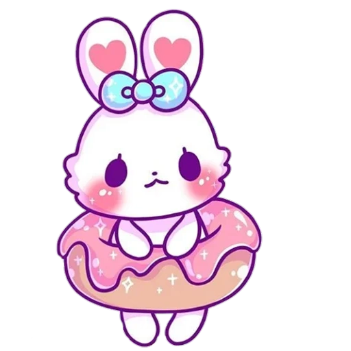 pegatinas pink bunny, dibujos kawaii, sticulante rosa de conejito, lindos dibujos kawaii, kawaii bunnies