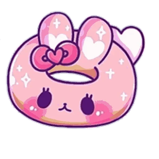 stiker pink nuri, sketsa lucu kawai, stiker lucu, stiker kelinci merah muda, gambar untuk sketsa donat kawaii