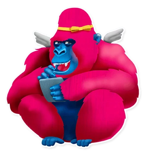 telegrammaufkleber, telegrammaufkleber, aufkleber, pink gorilla, trolle helden auf einem weißen hintergrund