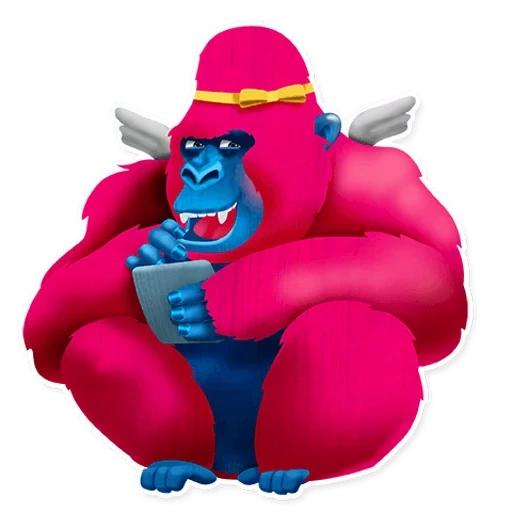 stiker telegram, stiker telegram, stiker, pink gorilla, troll pahlawan di latar belakang putih